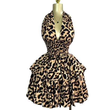 Leopard Halter Mini Dress
