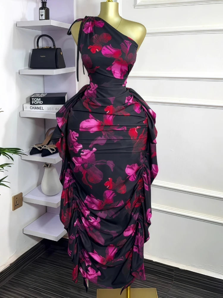 One Shoulder Bodycon Maxi Dress