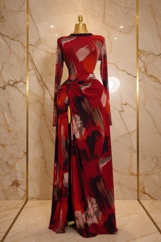 Hollow Out O-Neck Bodycon Maxi Dress