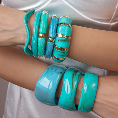 Turquoise Resin Wide Bangle