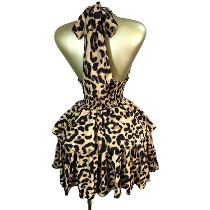 Leopard Halter Mini Dress