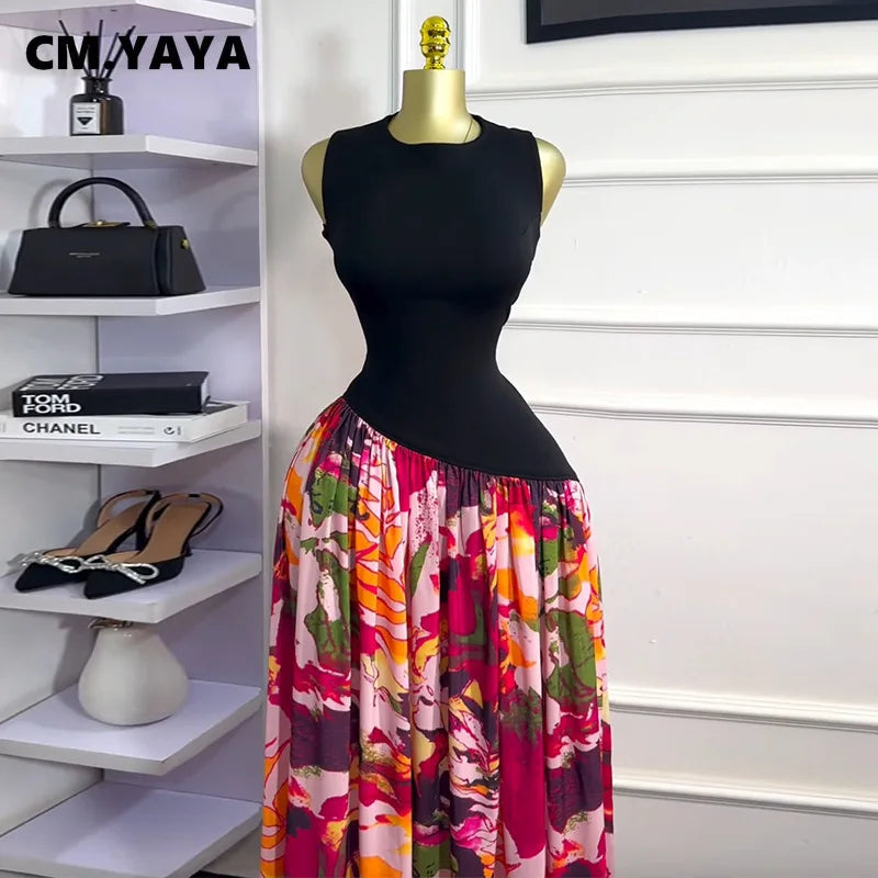 Printed Patchwork Maxi Dress