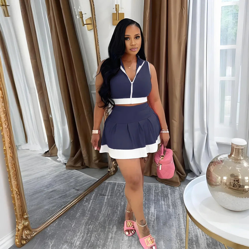 Vest Pleated Skirt Set