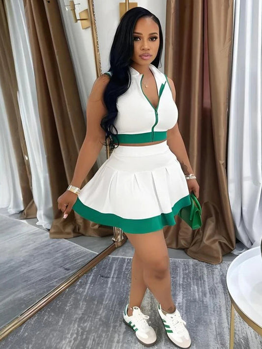 Vest Pleated Skirt Set