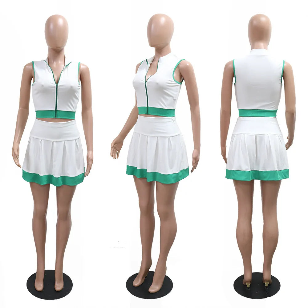 Vest Pleated Skirt Set