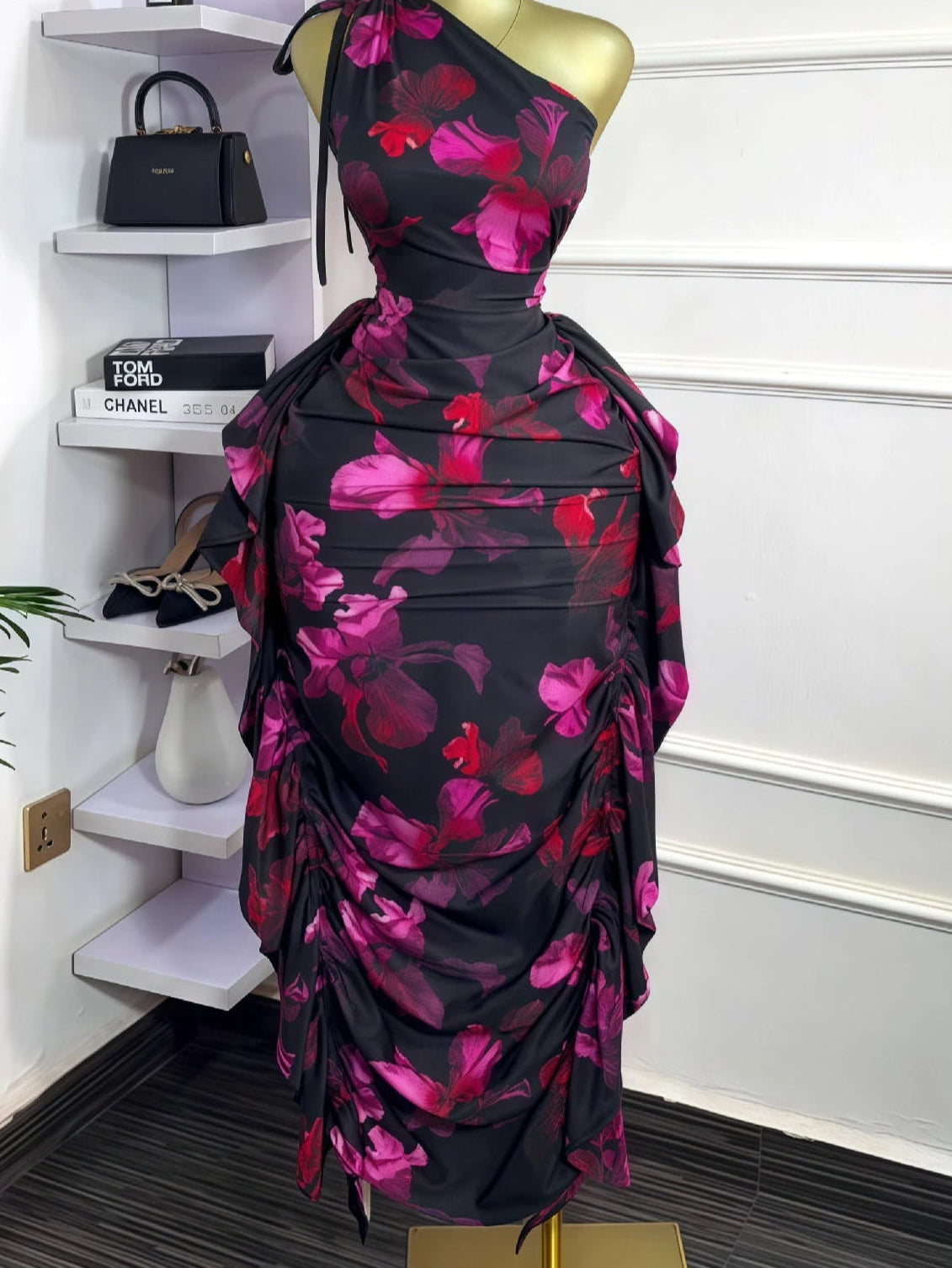 One Shoulder Bodycon Maxi Dress