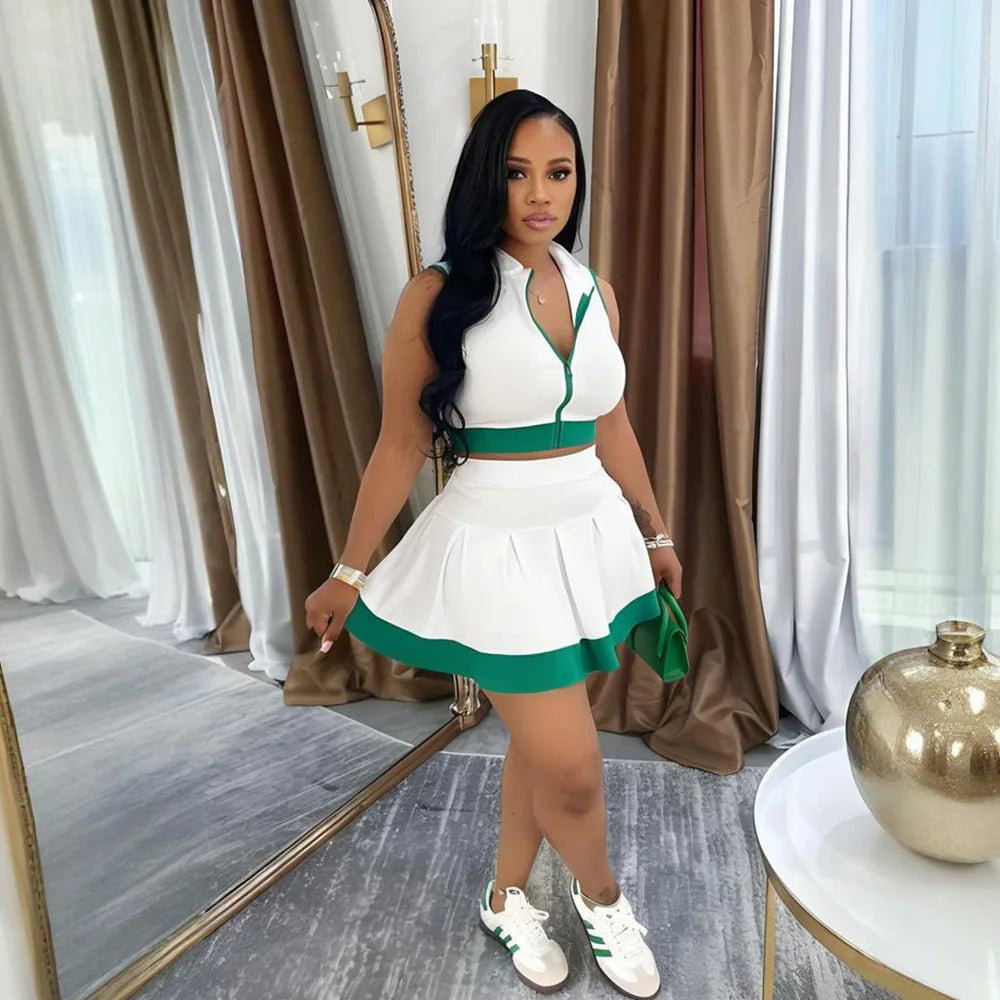 Vest Pleated Skirt Set