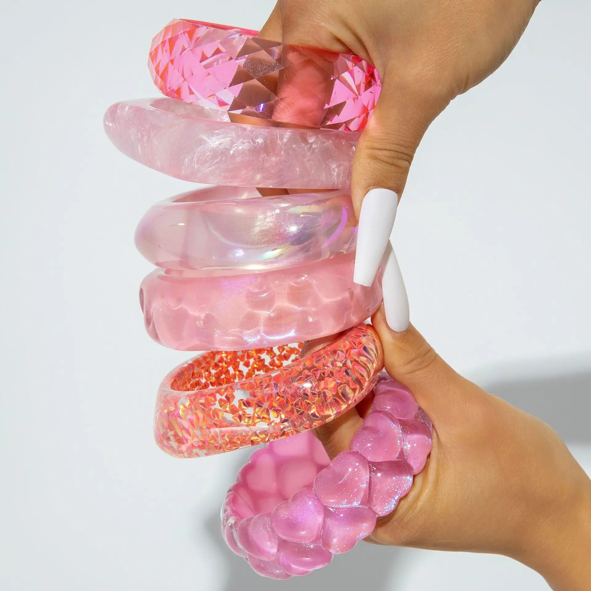 Pink Twisted Resin Bangle