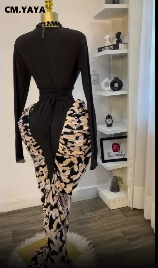 Patchwork Bodycon Maxi Dress