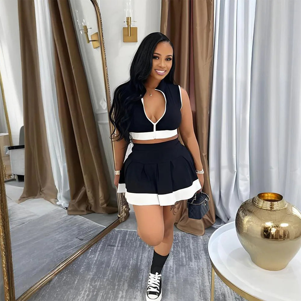 Vest Pleated Skirt Set