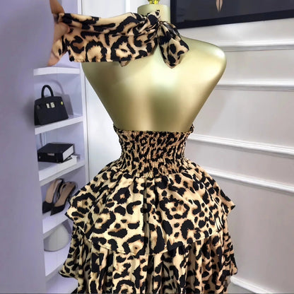 Leopard Halter Mini Dress