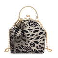 Embroidered Leopard Chain Handbag