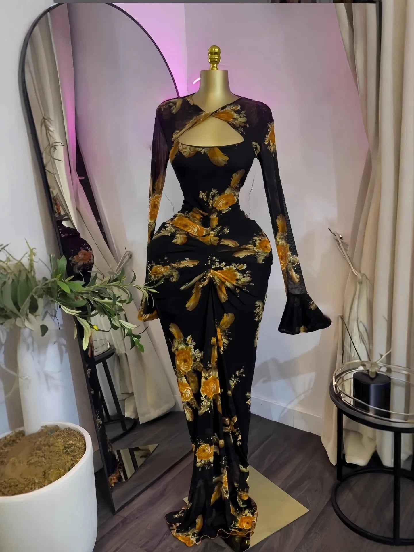 Ruched Cutout Bodycon Dress