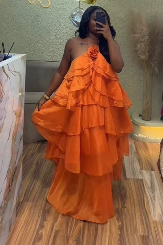 Loose Sleeveless Ruffles Ball Gown Dress